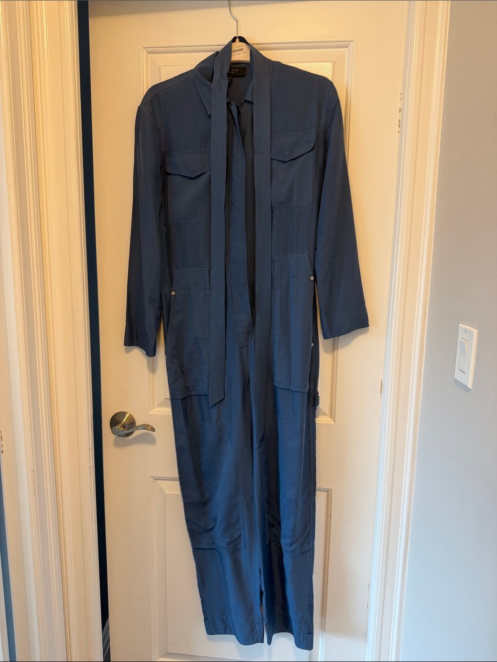rag & bone Deep Blue Utility Tie-Neck Jumpsuit